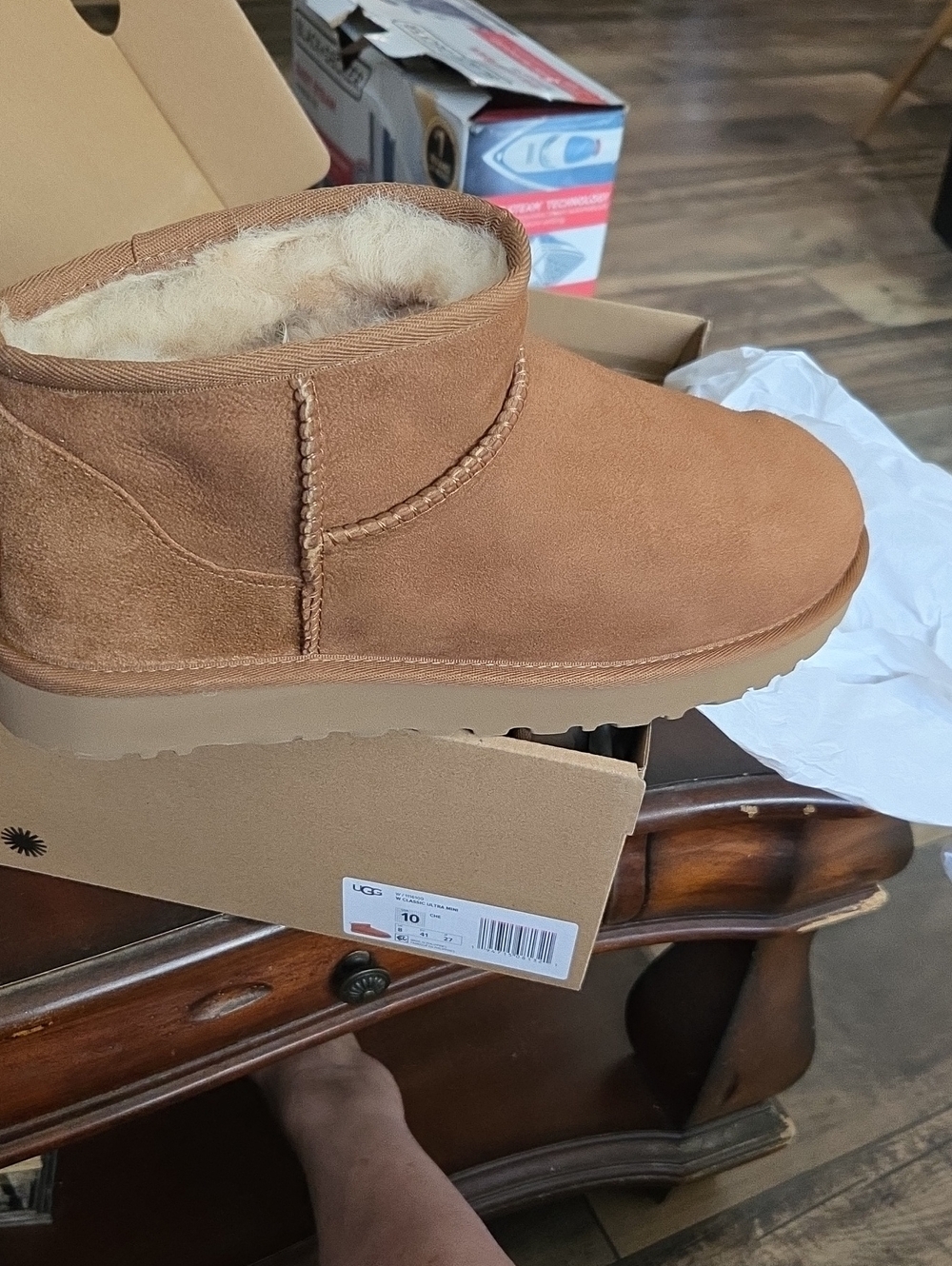 UGG Short Chestnut Suede Shearling Boot